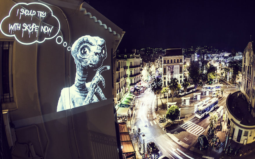 Philippe Echaroux Uses Light Projections To Create Street Art In France
