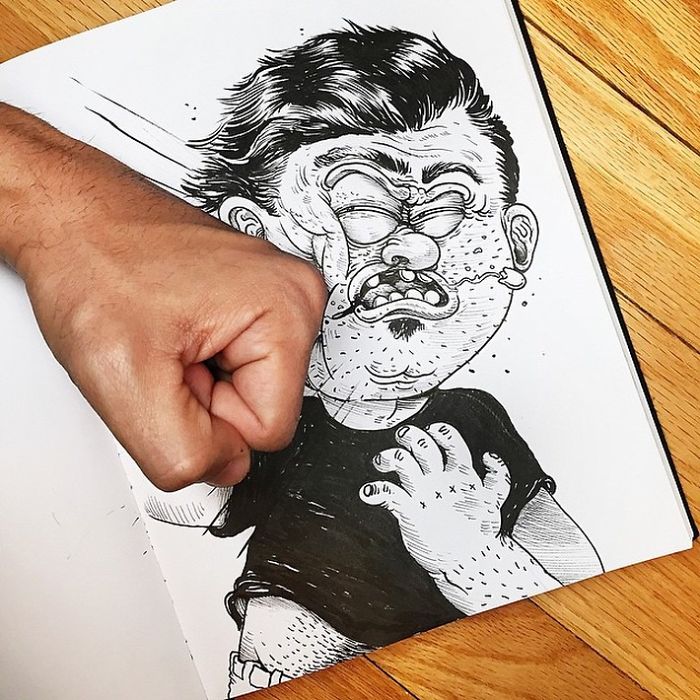 Funny Illustrations Fight With Their Own Creator