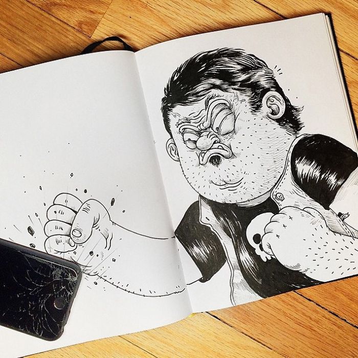 Funny Illustrations Fight With Their Own Creator | Bored Panda