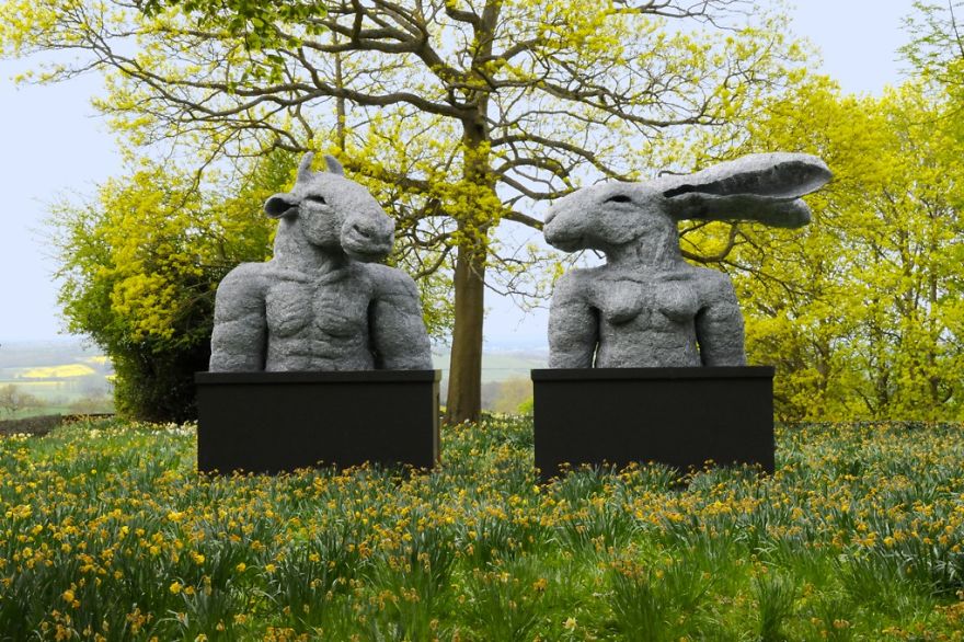 Lady Hare And Minotaur Torso's By Sophie Ryder