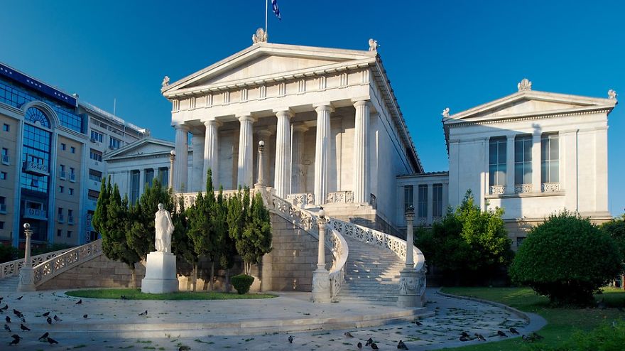 The 19th Century National Library Of Greece In Athens