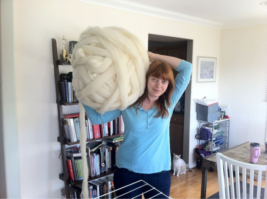No, I'm Not Thumbelina. I Just Knit With Giant Needles And Yarn