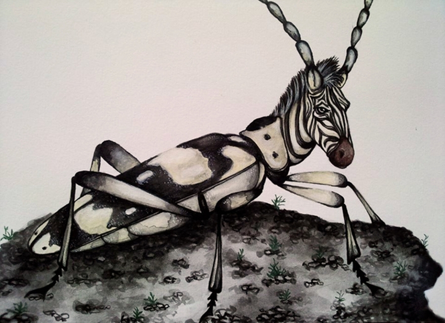 Watercolor Paintings Of Animal-insect Hybrids