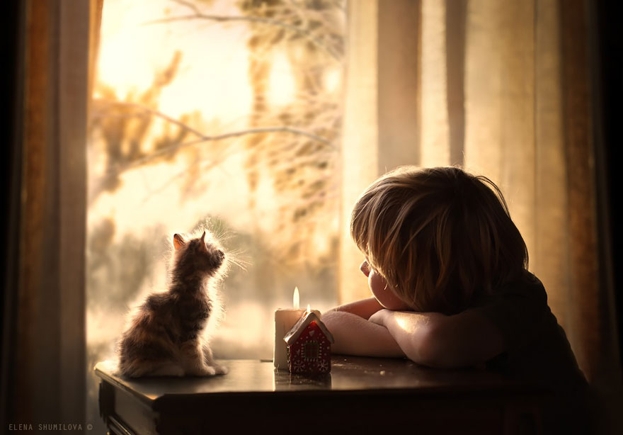 Russian Mother Continues To Take Magical Photos Of Her Two Kids With Animals On Her Farm