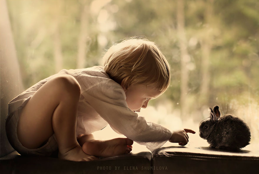 Russian Mother Continues To Take Magical Photos Of Her Two Kids With Animals On Her Farm
