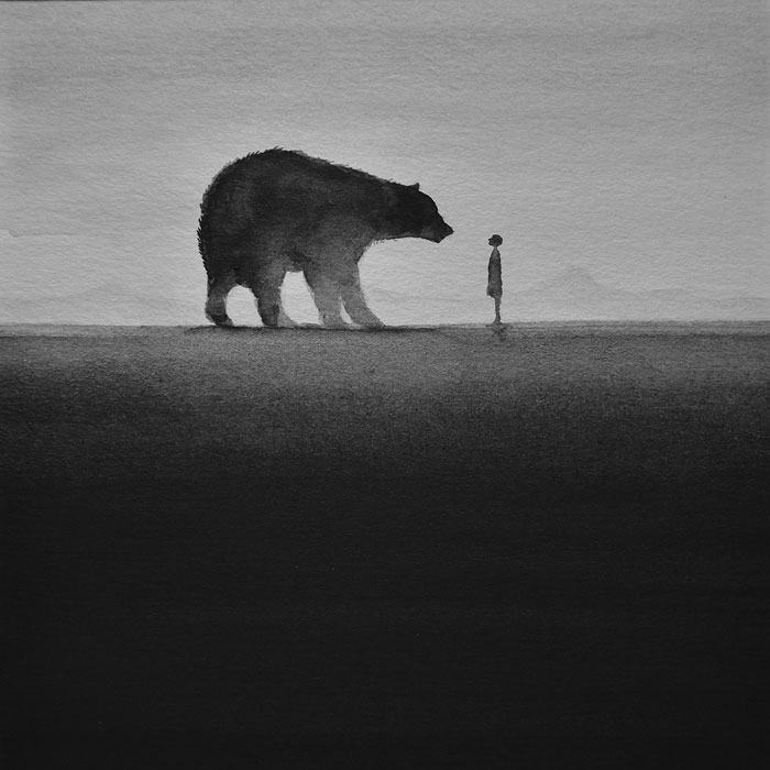 Poetic Black And White Watercolors Of Children With Wild Animals | Bored  Panda