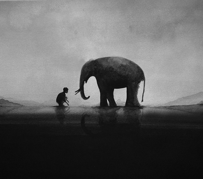 Poetic Black And White Watercolors Of Children With Wild Animals | Bored  Panda