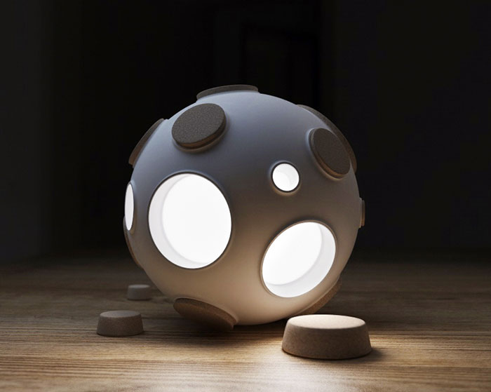 Moon Lamp That Lights Up When You Remove Corks From Its Craters