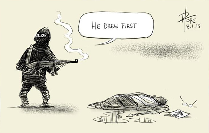 The Pen Is Mightier Than The Sword: 28 Cartoonists Pay Tribute To The Victims Of The Charlie Hebdo Shooting