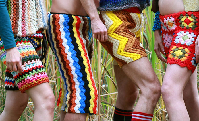 New Fashion For Men: Crochet Shorts Made From Recycled Vintage Blankets