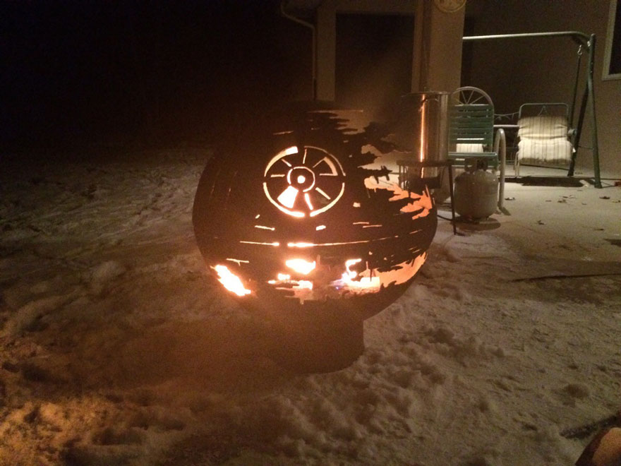  84-Year-Old Grandpa Creates A Metal Death Star Firepit For His Grandchildren
