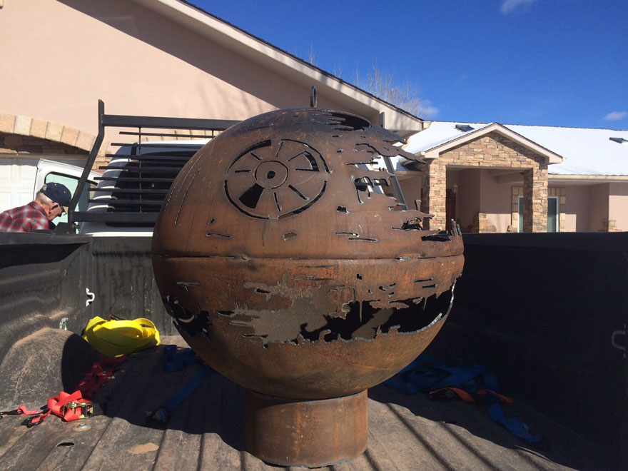 84-Year-Old Grandpa Creates A Metal Death Star Firepit For His Grandchildren