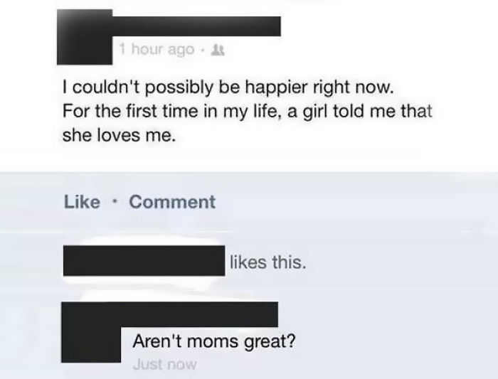 Social media post featuring a witty comeback about a mom's love.