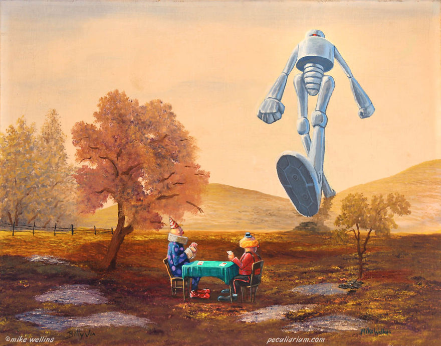 Artist Adds Quirky Illustrations To Old Thrift-Store Paintings