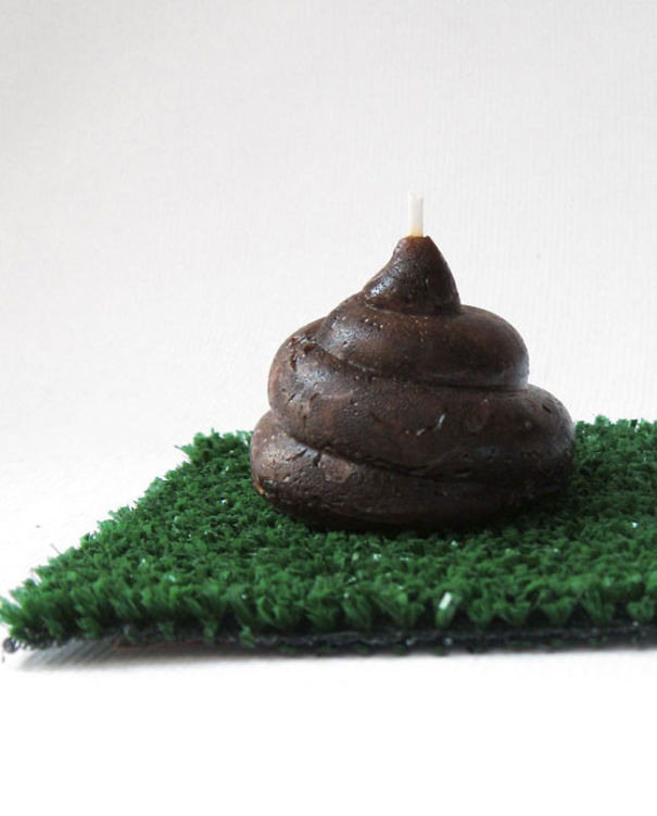 Cute Poo Candle With Portable Turf
