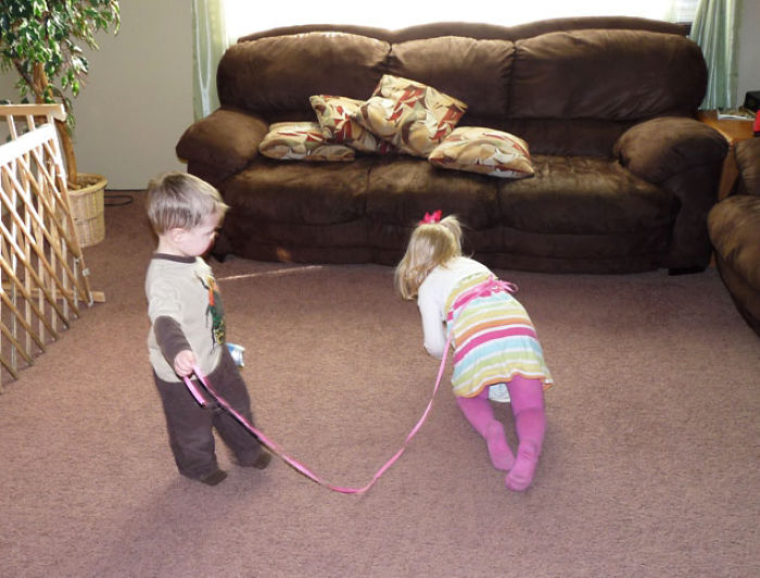 Lionel And Nicci Pretending That Nicci Is A Dog