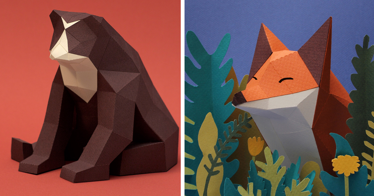 We Are A Couple Of Artists Who Create Lowpoly Animals From Paper | Bored  Panda