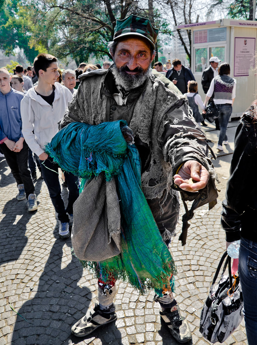 Homeless Man On The Day Of The Summer Festival, Tirana, Albania.