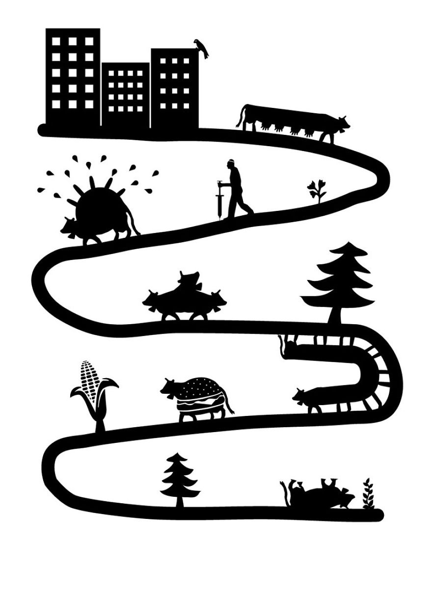 Vector Silhouette Artworks Made In The Style Of Swiss Traditional Papercuts