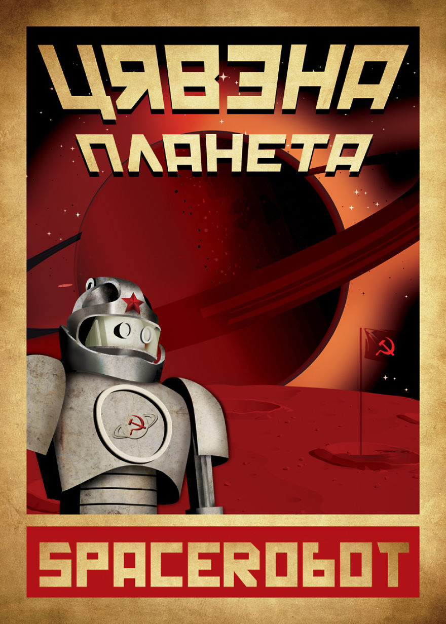 I Recreate Soviet Posters By Replacing The Workers With Futuristic Robots