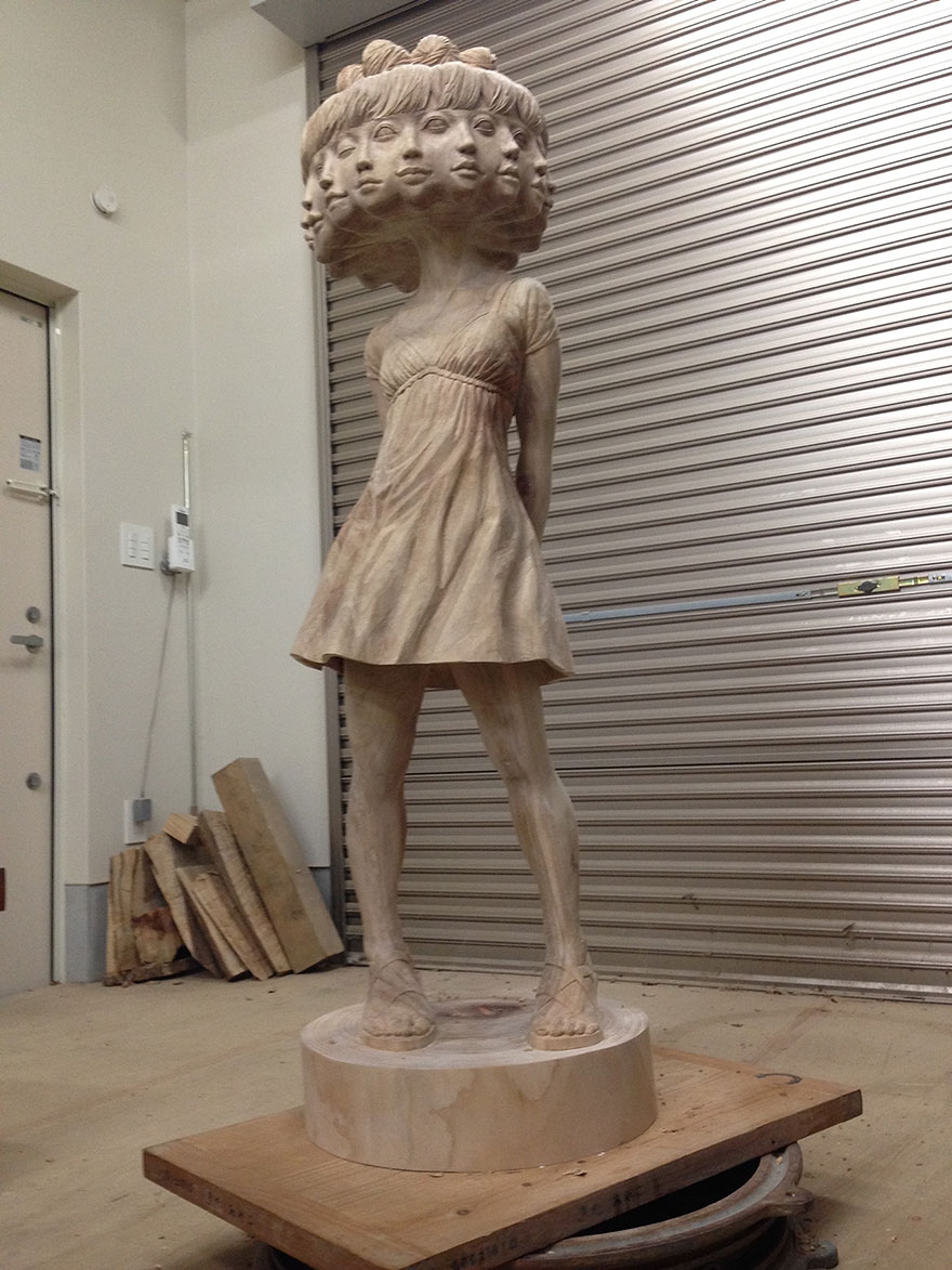 Japanese Sculptor Shows How He Transforms Wood Into Surreal Statues