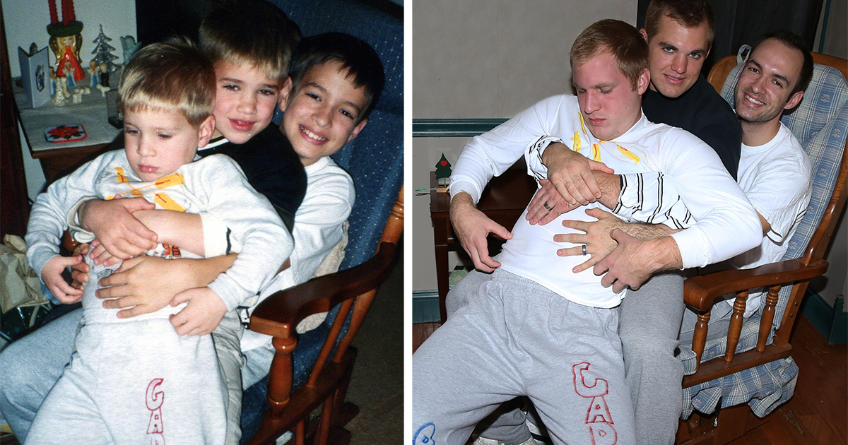 Three Brothers Recreate Their Weirdest Childhood Photos As A Gift ...