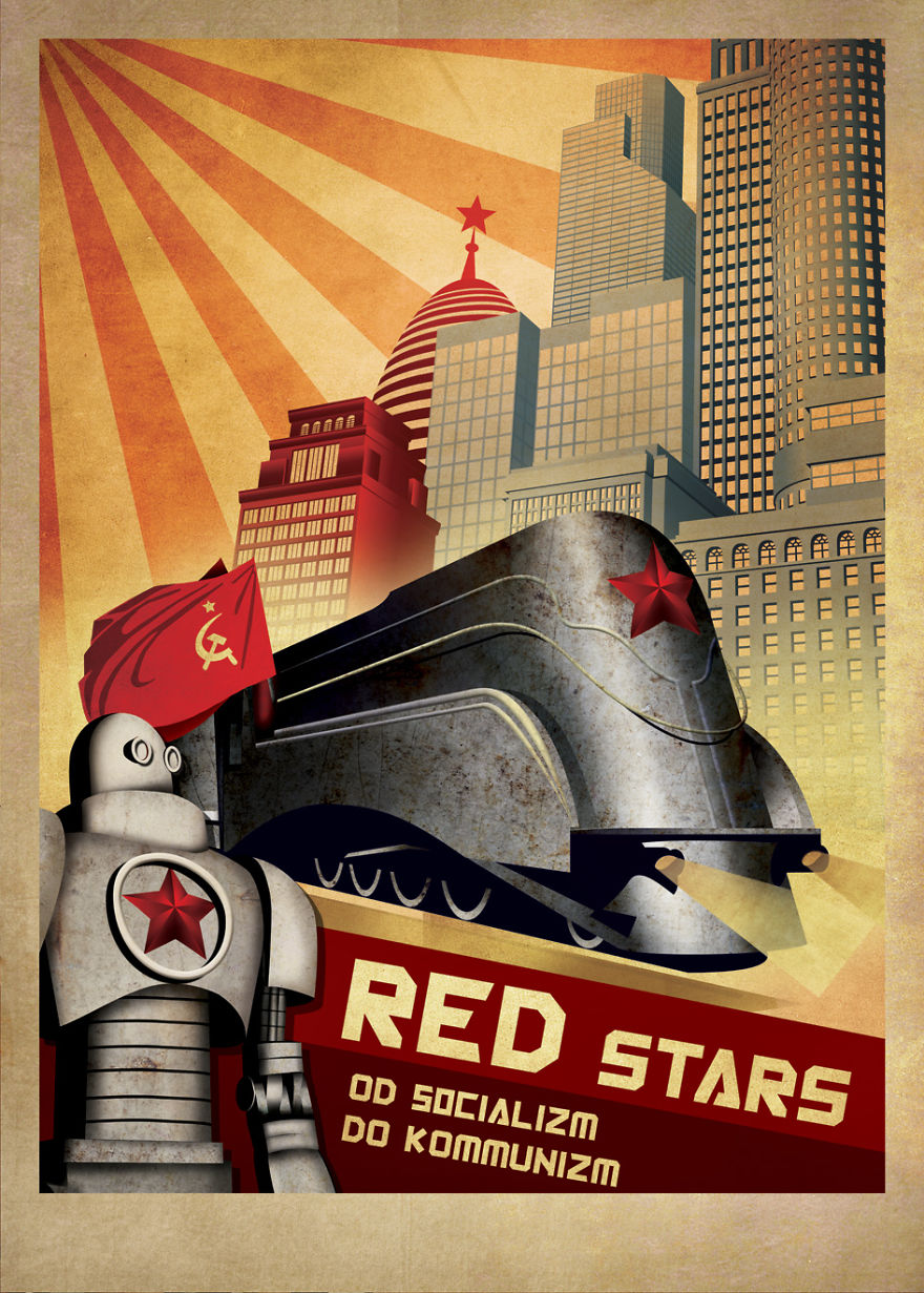 I Recreate Soviet Posters By Replacing The Workers With Futuristic Robots