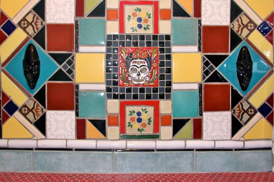 Mexican Art Deco Inspired Kitchen Tile Backsplash By Farin "mema" Greer Of Villagemuse.org