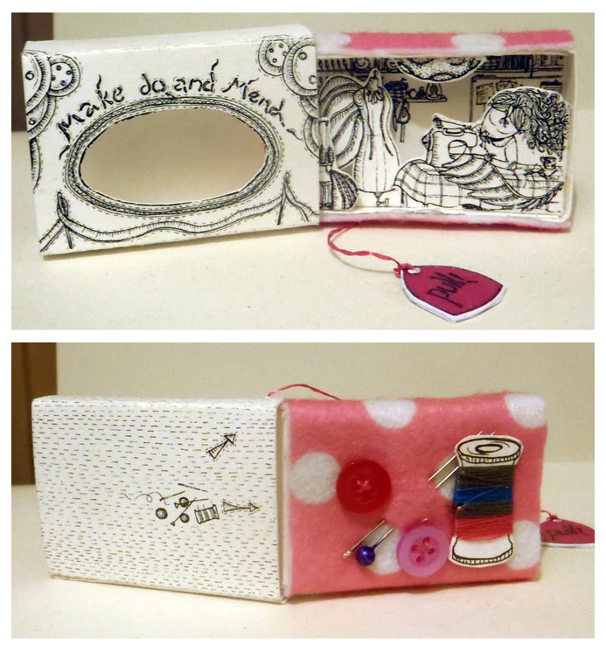 Make Do And Mend - Mini Matchbox Diorama By Ella Goodwin