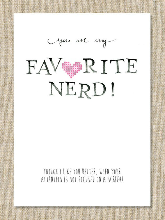 Valentine's Day Card "you Are My Favorite Nerd"