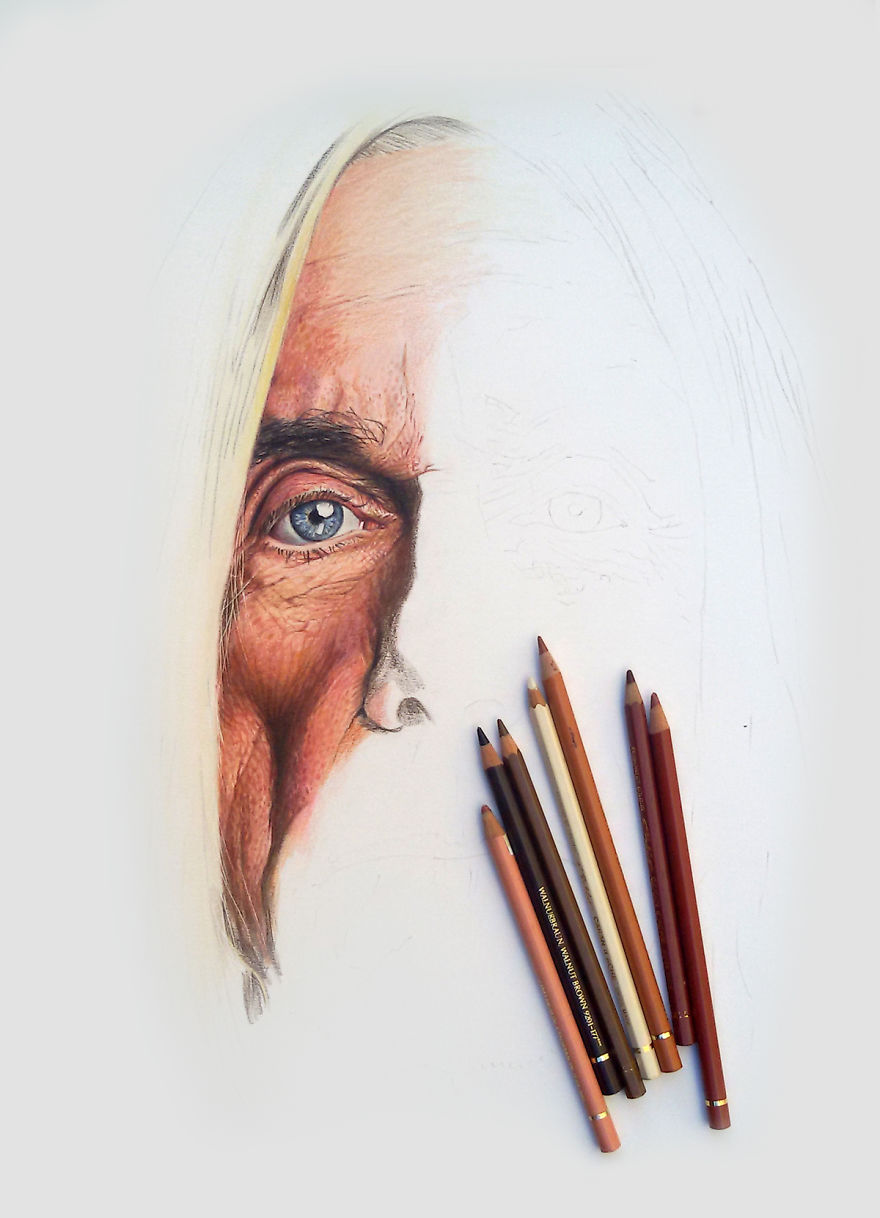 I Drew Iggy Pop Portrait With Color Pencils