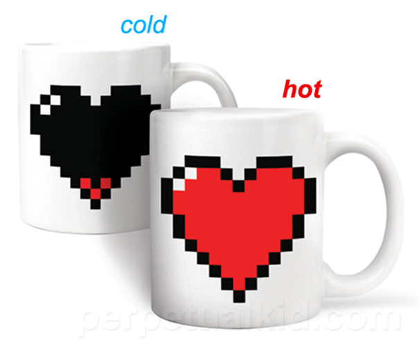 The Pixel Heart Heat Changing Mug