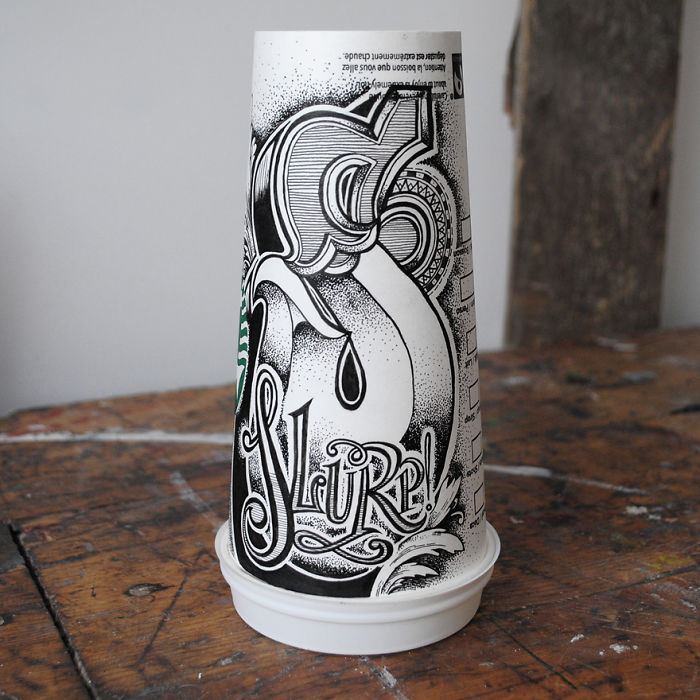 Coffee Time: I Use Paper Coffee Cups To Create Elaborate Typographic Illustrations