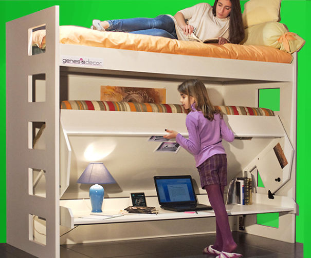 Bunk Bed That Converts Quickly And Easily Into A Large Desk