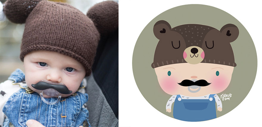 I Take Children's Photos From The Internet And Turn Them Into Playful Illustrations