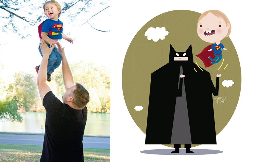 I Take Children's Photos From The Internet And Turn Them Into Playful Illustrations