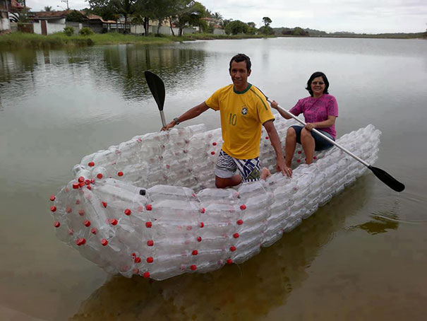 A Boat Made From Soda Bottles