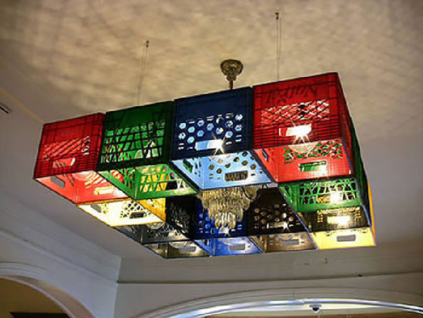 Chandelier Made From Milk Crates