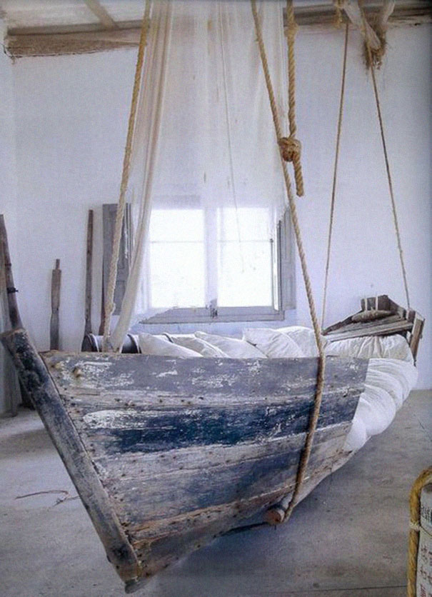 Old Boat Turned Into Hanging Bed