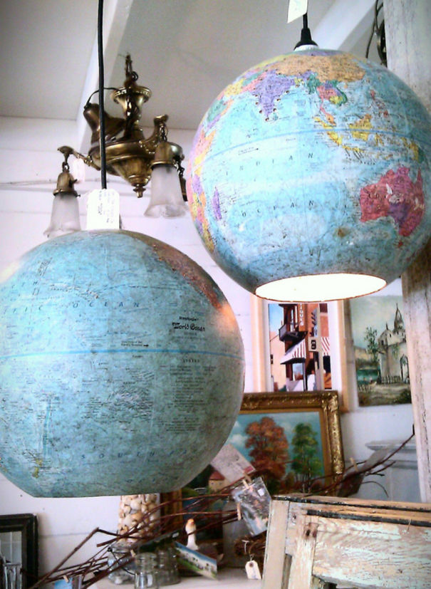Globes Turned Into Lamps