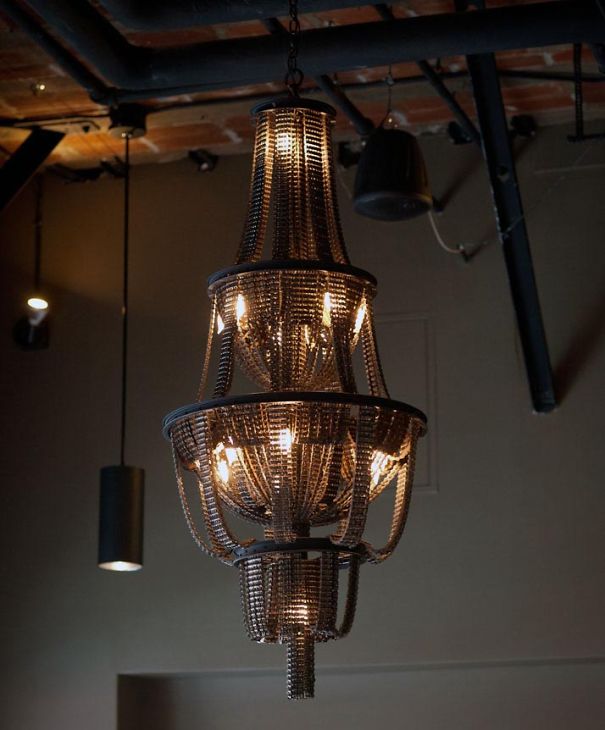 Bicycle Parts Turned Into A Chandelier