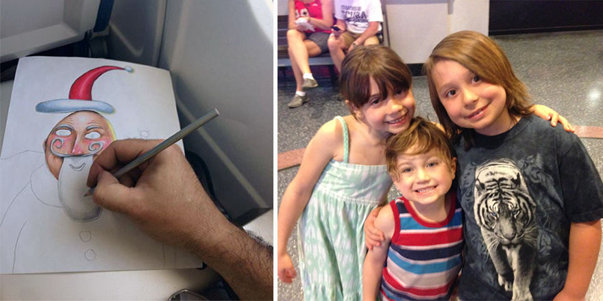 Creative Dad Colors His Kids' Drawings During His Business Trips