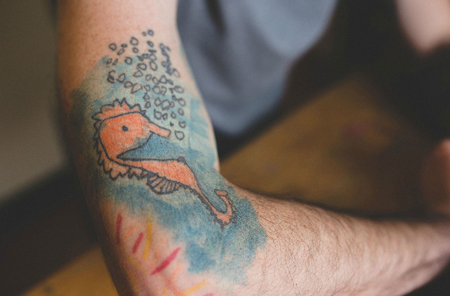This Dad Has Been Tattooing His Son's Drawings On His Own Arm Since He Was  5 | Bored Panda