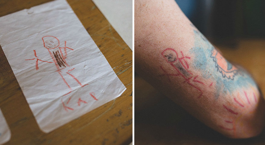 This Dad Has Been Tattooing His Son's Drawings On His Own Arm Since He Was 5