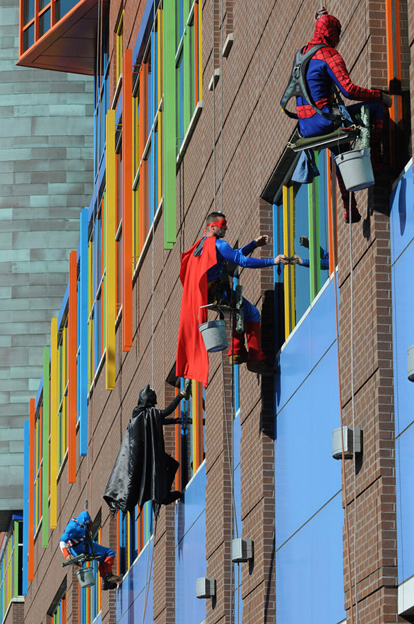 Workers From Memphis Cleaning Company Dress Up As Superheroes To Cheer Up Patients At Children's Hospital In Le Bonheur