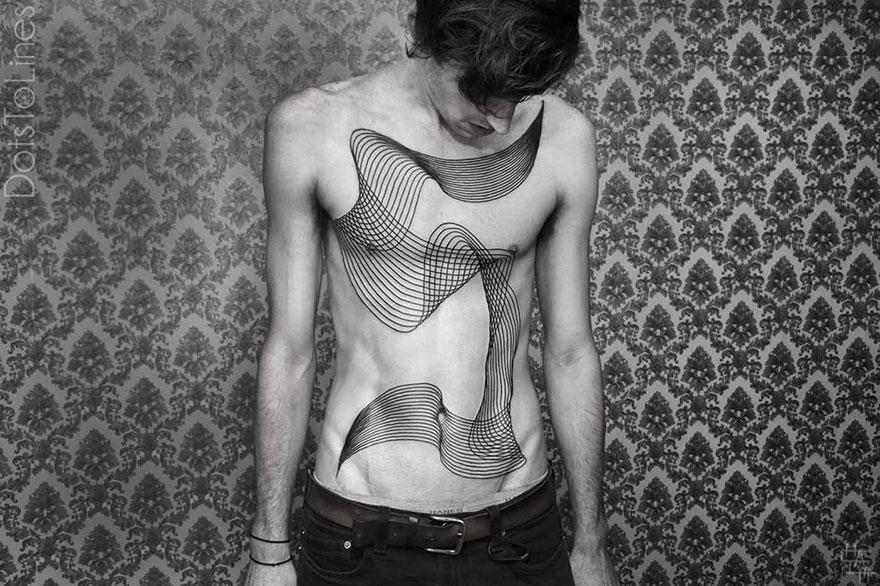 Geometric Line Tattoos By Chaim Machlev Elegantly Flow Across The Human Body