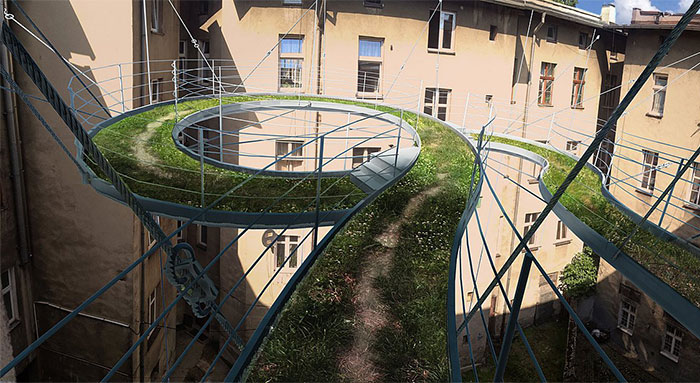 Hanging Walkway Connects Two Offices In Design By Polish Architects
