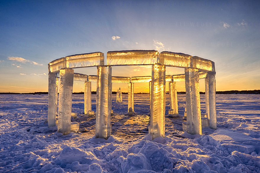 Five Friends Build "Icehenge" In The Middle Of A Frozen Lake