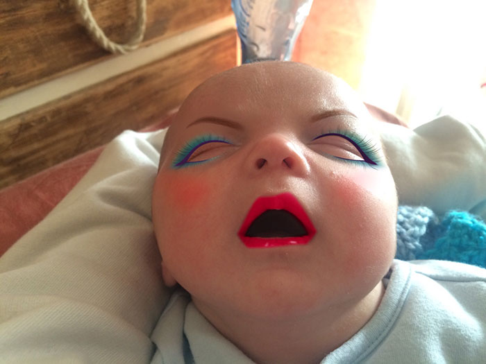 Mom Tries Out A Makeup App On Her 7-Week-Old Son