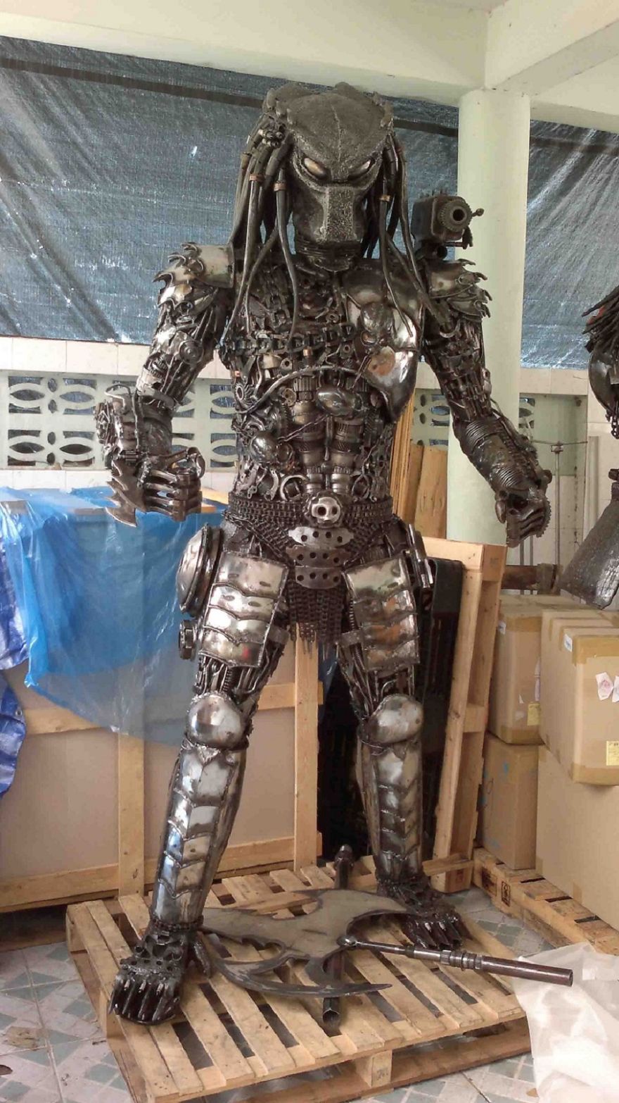 Predator Statue, Life Size, By Scrap Metal Art Thailand